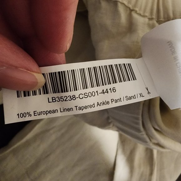 Quince 100% European Linen Tapered Ankle Pant NWT Khaki XL - Picture 7 of 7